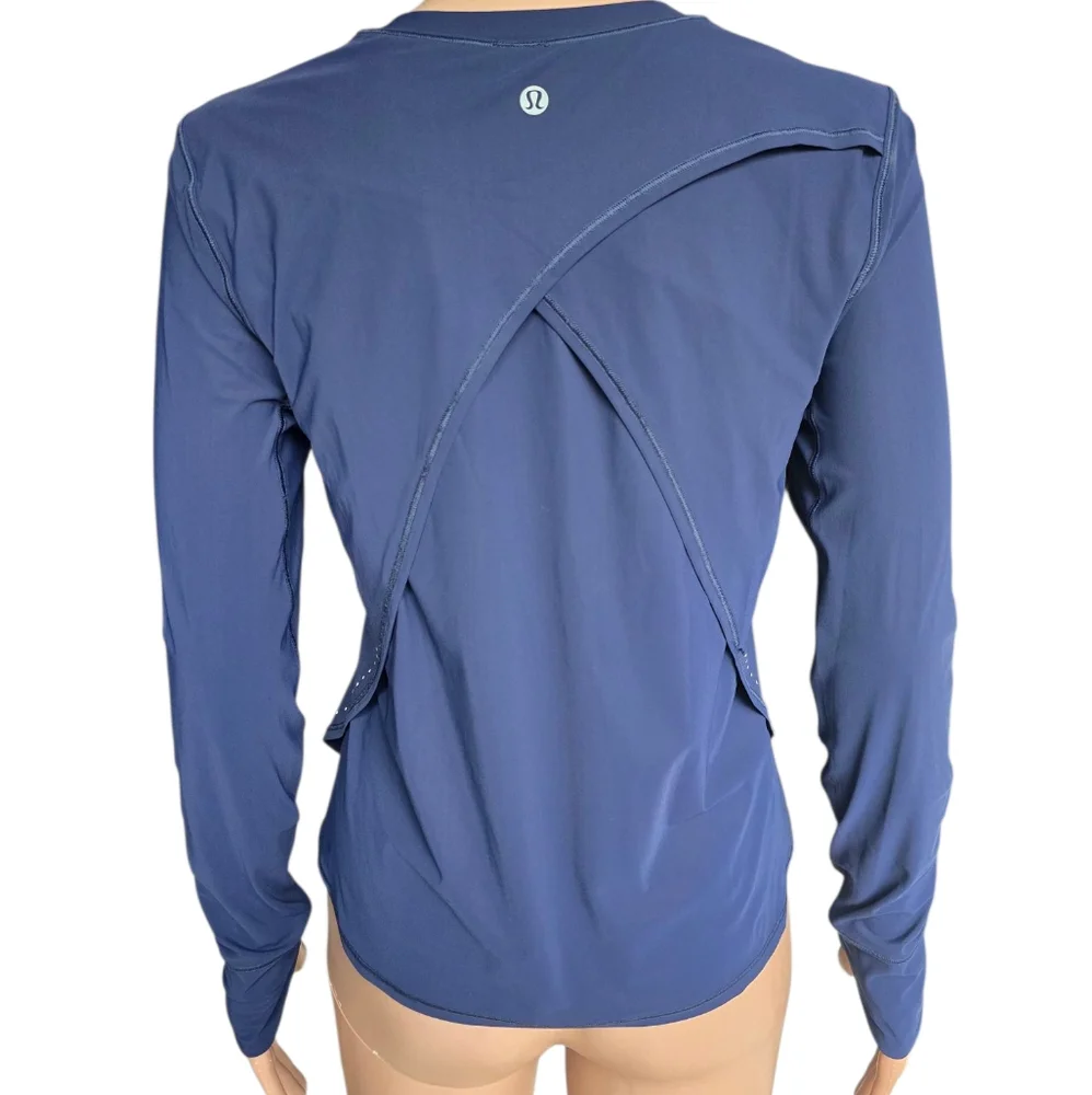 Lululemon UV Protection Fold-Over Running Long-Sleeve Shirt Night Sea